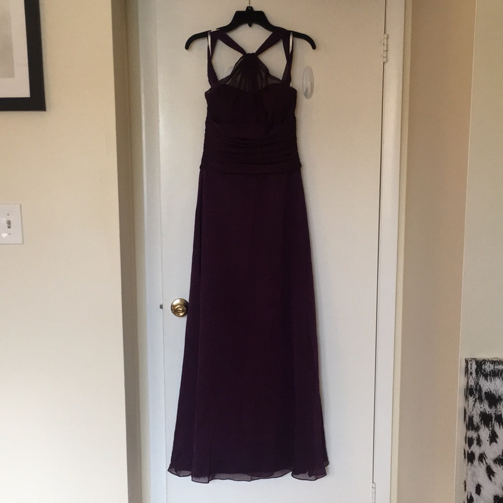 Purple ankle length bridesmaids gown